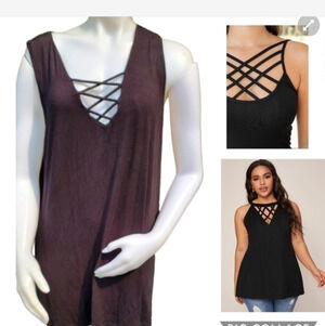 American Rag‎ criss cross trapeze top.3C